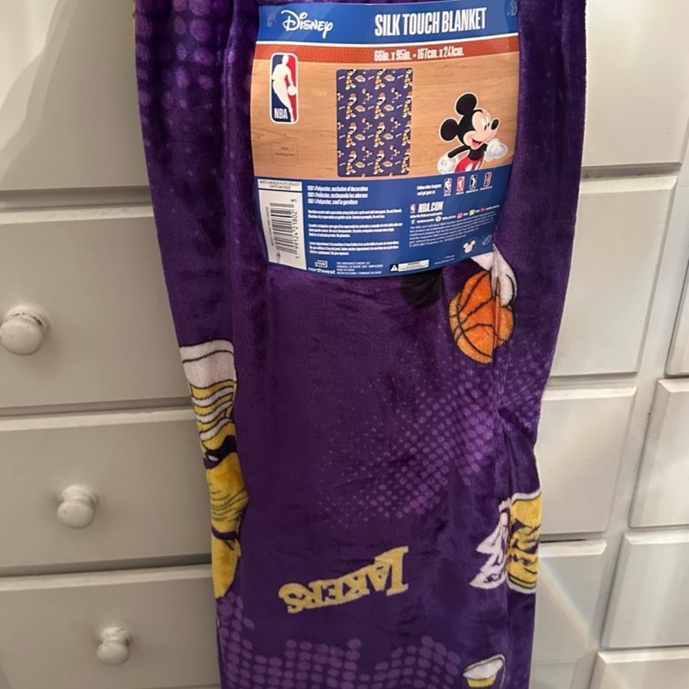 Los Angeles Lakers Mickey Silk Touch Blanket with Purple and Yellow